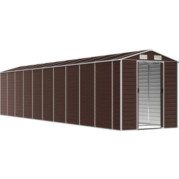 Sale Trädgårdsskjul i galvaniserat stål för utomhusförvaring | Färg: Brun | Storlek: 191x89.5x198 cm Skjul, Garage & Carports