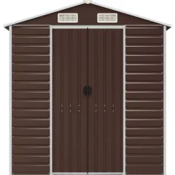 Sale Trädgårdsskjul i galvaniserat stål för utomhusförvaring | Färg: Brun | Storlek: 191x89.5x198 cm Skjul, Garage & Carports