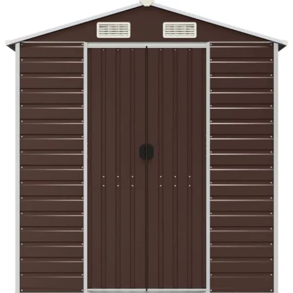 Sale Trädgårdsskjul i galvaniserat stål för utomhusförvaring | Färg: Brun | Storlek: 191x89.5x198 cm Skjul, Garage & Carports