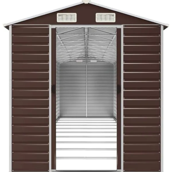 Sale Trädgårdsskjul i galvaniserat stål för utomhusförvaring | Färg: Brun | Storlek: 191x89.5x198 cm Skjul, Garage & Carports