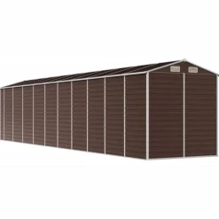 Sale Trädgårdsskjul i galvaniserat stål för utomhusförvaring | Färg: Brun | Storlek: 191x89.5x198 cm Skjul, Garage & Carports