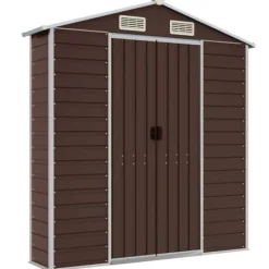 Sale Trädgårdsskjul i galvaniserat stål för utomhusförvaring | Färg: Brun | Storlek: 191x89.5x198 cm Skjul, Garage & Carports
