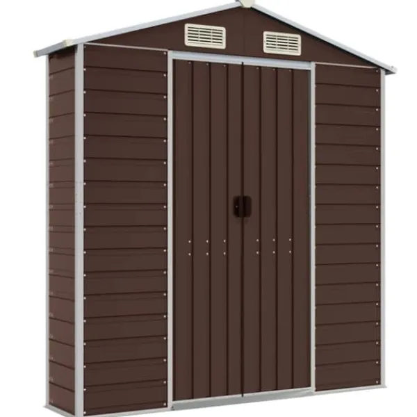 Sale Trädgårdsskjul i galvaniserat stål för utomhusförvaring | Färg: Brun | Storlek: 191x89.5x198 cm Skjul, Garage & Carports