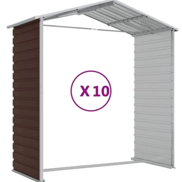 Sale Trädgårdsskjul i galvaniserat stål för utomhusförvaring | Färg: Brun | Storlek: 191x89.5x198 cm Skjul, Garage & Carports