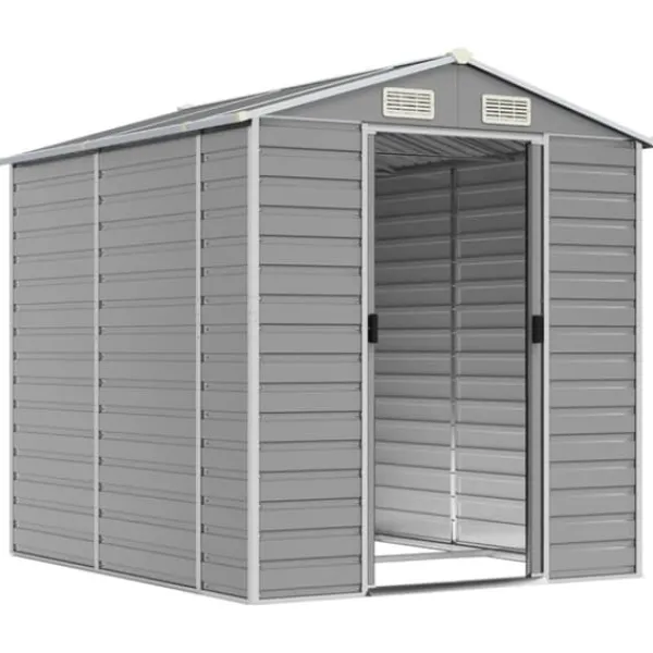 Discount Trädgårdsskjul i galvaniserat stål - Förvaringslösning | Färg: Ljusgrå | Storlek: 191x215x198 cm Skjul, Garage & Carports