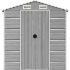 Discount Trädgårdsskjul i galvaniserat stål - Förvaringslösning | Färg: Ljusgrå | Storlek: 191x215x198 cm Skjul, Garage & Carports