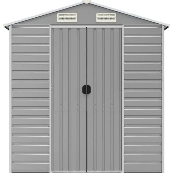 Discount Trädgårdsskjul i galvaniserat stål - Förvaringslösning | Färg: Ljusgrå | Storlek: 191x215x198 cm Skjul, Garage & Carports