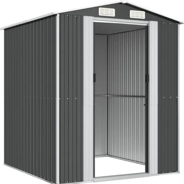 Trädgårdsskjul i galvaniserat stål - Utomhusförvaring | Färg: Antracit | Storlek: 192x191x223 cm