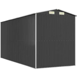 Trädgårdsskjul i galvaniserat stål - Rymlig förvaring för redskap | Färg: Antracit | Storlek: 192x440x223 cm