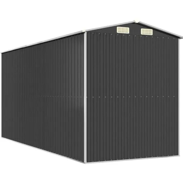 Trädgårdsskjul i galvaniserat stål - Rymlig förvaring för redskap | Färg: Antracit | Storlek: 192x440x223 cm