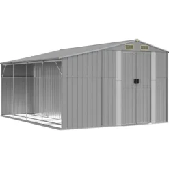 Trädgårdsskjul i galvaniserat stål - Robust för utomhusförvaring | Färg: Grå | Storlek: 277x365,5x179 cm