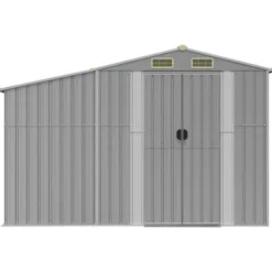 Trädgårdsskjul i galvaniserat stål - Robust för utomhusförvaring | Färg: Grå | Storlek: 277x365,5x179 cm