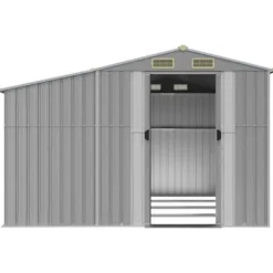 Trädgårdsskjul i galvaniserat stål - Robust för utomhusförvaring | Färg: Grå | Storlek: 277x365,5x179 cm