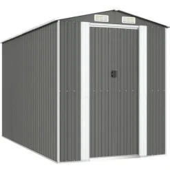 New Trädgårdsskjul i galvaniserat stål - Rymlig förvaring för redskap | Färg: Ljusgrå | Storlek: 192x357x223 cm Skjul, Garage & Carports