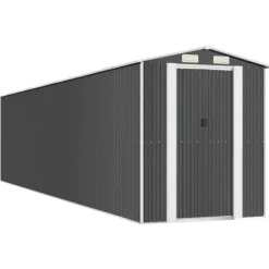 Sale Trädgårdsskjul i galvaniserat stål | Förvaringslösning för redskap | Mått: 192x85x223 cm | Färg: Antracit Skjul, Garage & Carports