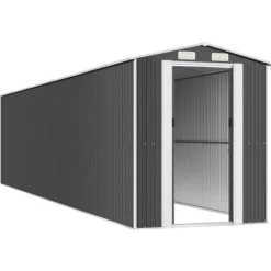 Sale Trädgårdsskjul i galvaniserat stål | Förvaringslösning för redskap | Mått: 192x85x223 cm | Färg: Antracit Skjul, Garage & Carports