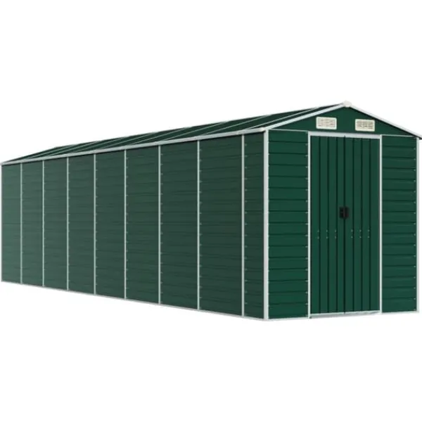 Trädgårdsskjul i galvaniserat stål - Utomhusförvaring för verktyg | Färg: Grön | Storlek: 191x725x198 cm