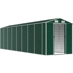 Trädgårdsskjul i galvaniserat stål - Utomhusförvaring för verktyg | Färg: Grön | Storlek: 191x725x198 cm