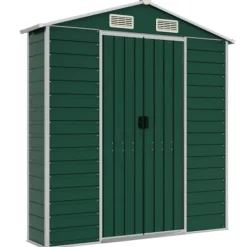 Trädgårdsskjul i galvaniserat stål - Utomhusförvaring för verktyg | Färg: Grön | Storlek: 191x725x198 cm