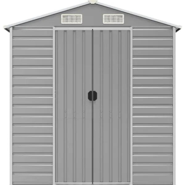 Trädgårdsskjul i galvaniserat stål - Långvarig utomhusförvaring | Färg: Ljusgrå | Storlek: 191x89,5x198 cm