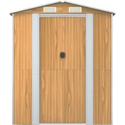 New Trädgårdsskjul i galvaniserat stål - Rymligt förvaringsutrymme | Färg: Ljusbrun | Storlek: 192x357x223 cm Skjul, Garage & Carports