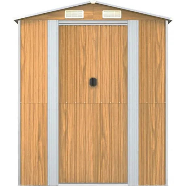 New Trädgårdsskjul i galvaniserat stål - Rymligt förvaringsutrymme | Färg: Ljusbrun | Storlek: 192x357x223 cm Skjul, Garage & Carports