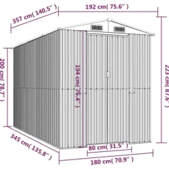 New Trädgårdsskjul i galvaniserat stål - Rymligt förvaringsutrymme | Färg: Ljusbrun | Storlek: 192x357x223 cm Skjul, Garage & Carports