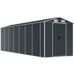 Trädgårdsskjul i galvaniserat stål för utomhusförvaring | Färg: Antracit | Storlek: 191x640x198 cm