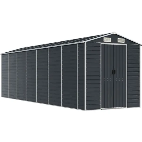 Trädgårdsskjul i galvaniserat stål för utomhusförvaring | Färg: Antracit | Storlek: 191x640x198 cm