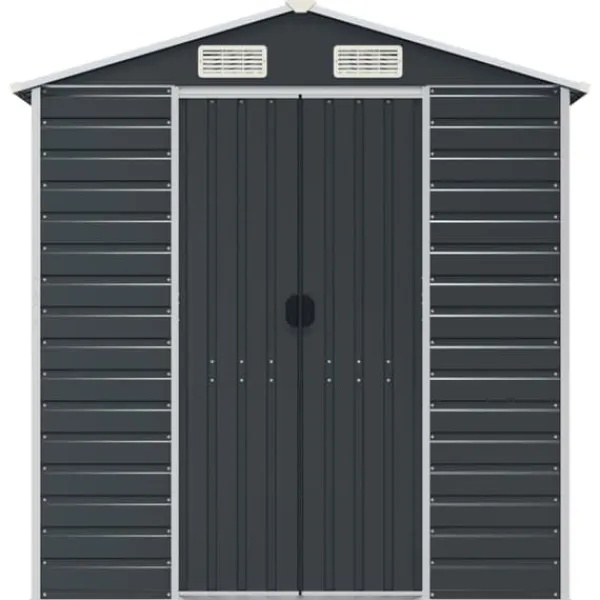 Trädgårdsskjul i galvaniserat stål för utomhusförvaring | Färg: Antracit | Storlek: 191x640x198 cm
