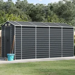 Sale Trädgårdsskjul i galvaniserat stål | Antracit | Storlek: 191x385x198 cm Skjul, Garage & Carports