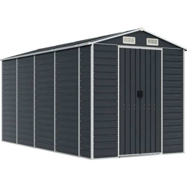Sale Trädgårdsskjul i galvaniserat stål | Antracit | Storlek: 191x385x198 cm Skjul, Garage & Carports