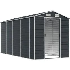 Sale Trädgårdsskjul i galvaniserat stål | Antracit | Storlek: 191x385x198 cm Skjul, Garage & Carports