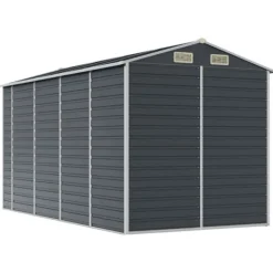 Sale Trädgårdsskjul i galvaniserat stål | Antracit | Storlek: 191x385x198 cm Skjul, Garage & Carports