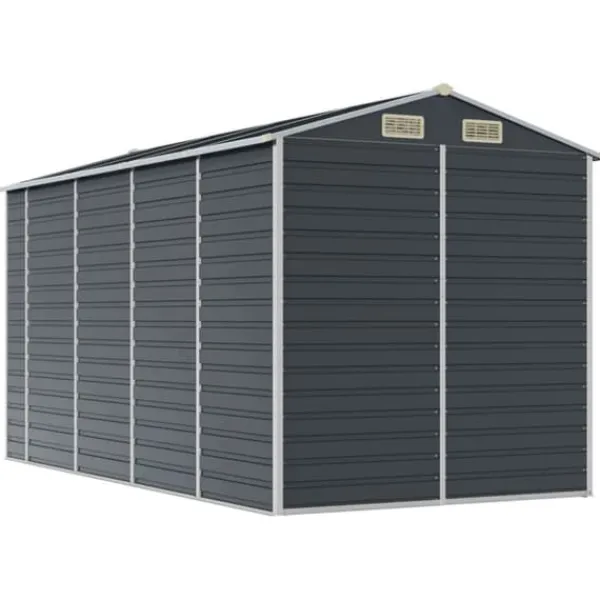 Sale Trädgårdsskjul i galvaniserat stål | Antracit | Storlek: 191x385x198 cm Skjul, Garage & Carports