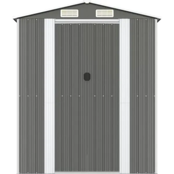 Trädgårdsskjul i galvaniserat stål - Rymlig förvaring för redskap | Färg: Ljusgrå | Storlek: 192x85x223 cm