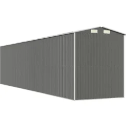 Trädgårdsskjul i galvaniserat stål - Rymlig förvaring för redskap | Färg: Ljusgrå | Storlek: 192x85x223 cm