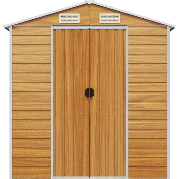 Clearance Trädgårdsskjul i galvaniserat stål - Robusta förvaringslösningar | Färg: Ljusbrun | Storlek: 191x81x198 cm Skjul, Garage & Carports