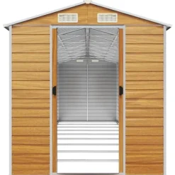 Clearance Trädgårdsskjul i galvaniserat stål - Robusta förvaringslösningar | Färg: Ljusbrun | Storlek: 191x81x198 cm Skjul, Garage & Carports