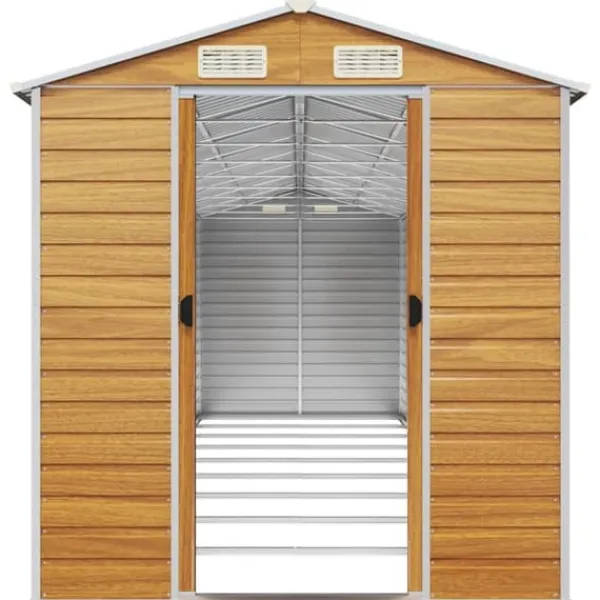 Clearance Trädgårdsskjul i galvaniserat stål - Robusta förvaringslösningar | Färg: Ljusbrun | Storlek: 191x81x198 cm Skjul, Garage & Carports