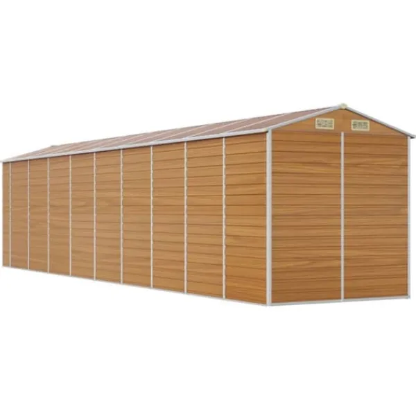 Clearance Trädgårdsskjul i galvaniserat stål - Robusta förvaringslösningar | Färg: Ljusbrun | Storlek: 191x81x198 cm Skjul, Garage & Carports