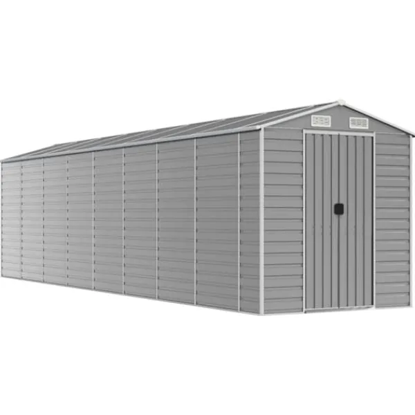 New Trädgårdsskjul i galvaniserat stål - Utomhusförvaring | Färg: Ljusgrå | Storlek: 191x810x198 cm Skjul, Garage & Carports