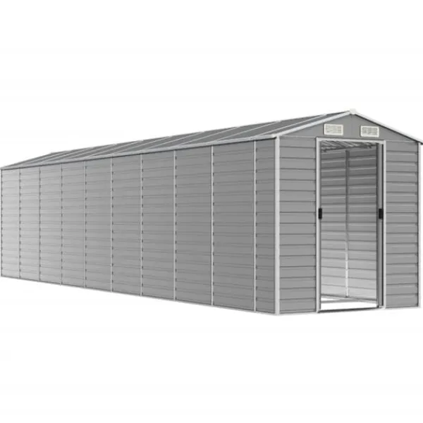 New Trädgårdsskjul i galvaniserat stål - Utomhusförvaring | Färg: Ljusgrå | Storlek: 191x810x198 cm Skjul, Garage & Carports