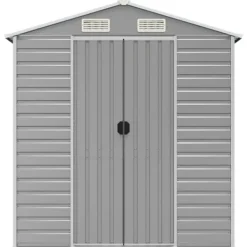 New Trädgårdsskjul i galvaniserat stål - Utomhusförvaring | Färg: Ljusgrå | Storlek: 191x810x198 cm Skjul, Garage & Carports