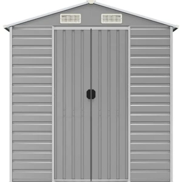 New Trädgårdsskjul i galvaniserat stål - Utomhusförvaring | Färg: Ljusgrå | Storlek: 191x810x198 cm Skjul, Garage & Carports