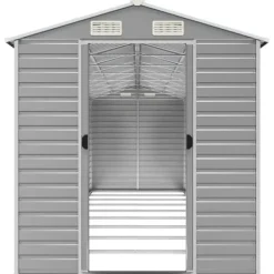 New Trädgårdsskjul i galvaniserat stål - Utomhusförvaring | Färg: Ljusgrå | Storlek: 191x810x198 cm Skjul, Garage & Carports