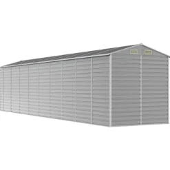 New Trädgårdsskjul i galvaniserat stål - Utomhusförvaring | Färg: Ljusgrå | Storlek: 191x810x198 cm Skjul, Garage & Carports