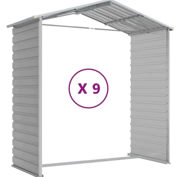 New Trädgårdsskjul i galvaniserat stål - Utomhusförvaring | Färg: Ljusgrå | Storlek: 191x810x198 cm Skjul, Garage & Carports