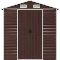 Discount Trädgårdsskjul i galvaniserat stål - Förvaringslösning för verktyg | Färg: Brun | Storlek: 191x215x198 cm Skjul, Garage & Carports