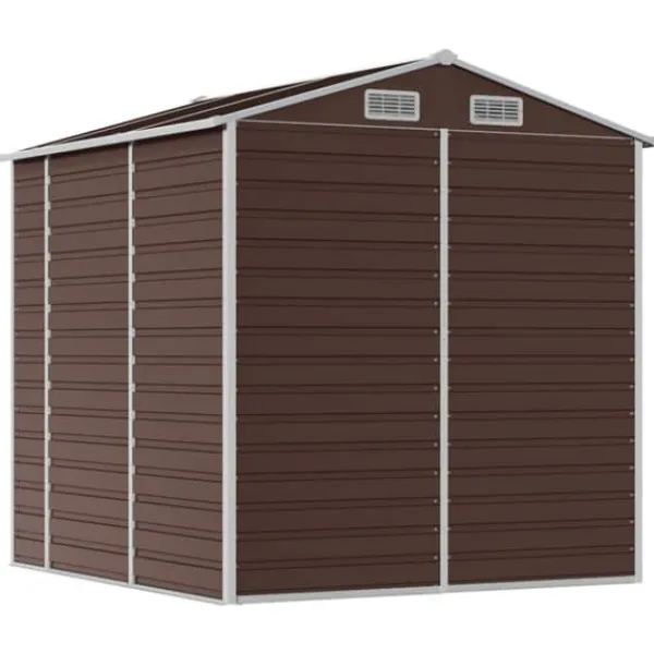 Discount Trädgårdsskjul i galvaniserat stål - Förvaringslösning för verktyg | Färg: Brun | Storlek: 191x215x198 cm Skjul, Garage & Carports